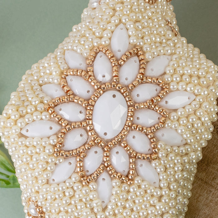 1573 - Beaded Headband - White