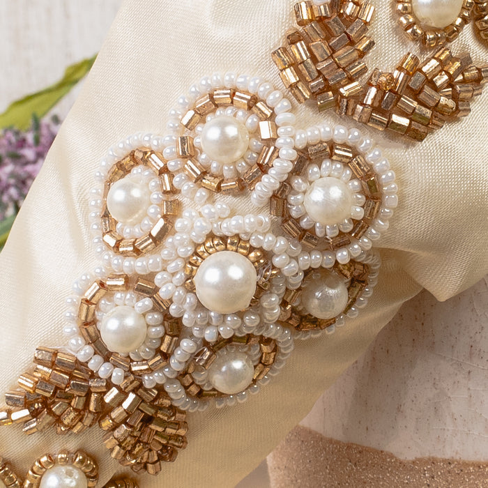 1574 - Beaded Flower Headband - White