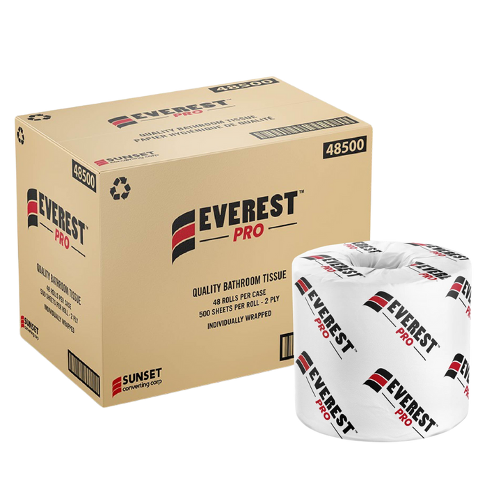 500 sheets, 2 ply Standard Toilet Paper - 48 Rolls
