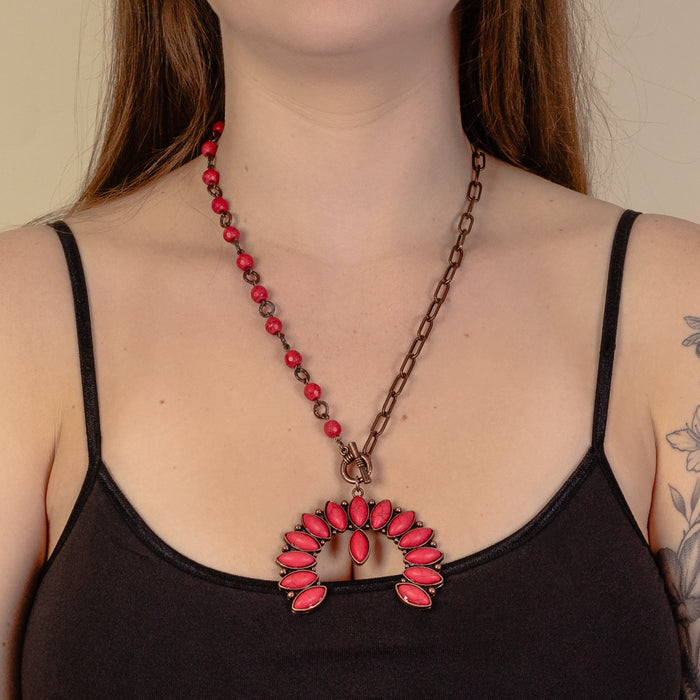 92048 - Squash Blossom Necklace - Red & Copper