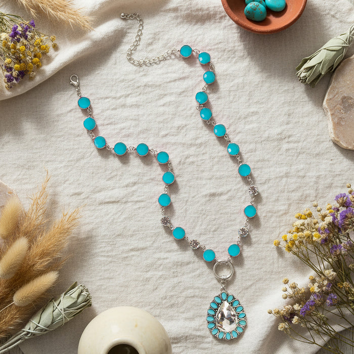 92286 - Squash Blossom Necklace - Turquoise