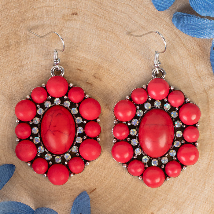 93462 - Squash Blossom Earrings - Red