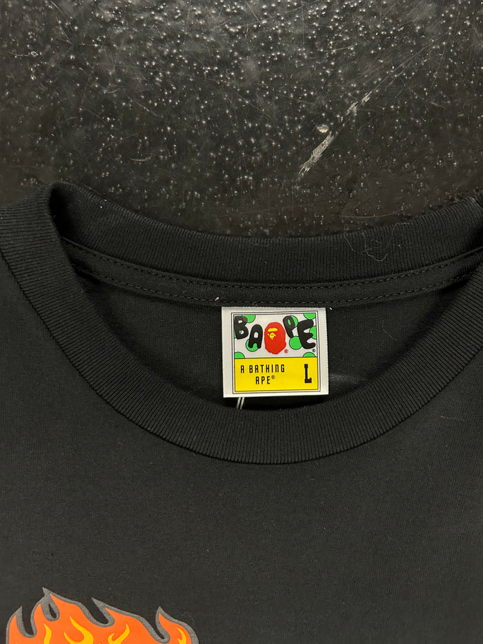 BAPE RED FLAMES BLACK TEE (BRAND NEW)
