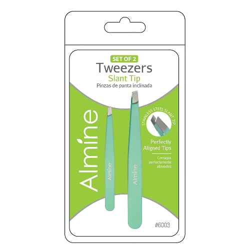 Almine Slant Tip Tweezers with Rubber Coating 2pc by ANNIE