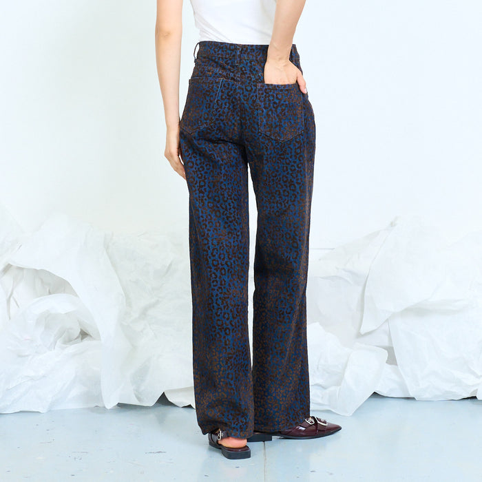 Animal-print straight-leg jeans with five-pocket construction wholesale