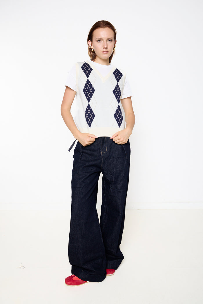 Argyle V-neck knitted vest wholesale