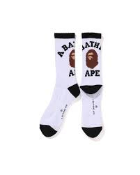 BAPE HEAD COLLEGE WHITE SOCKS (BRAND NEW)