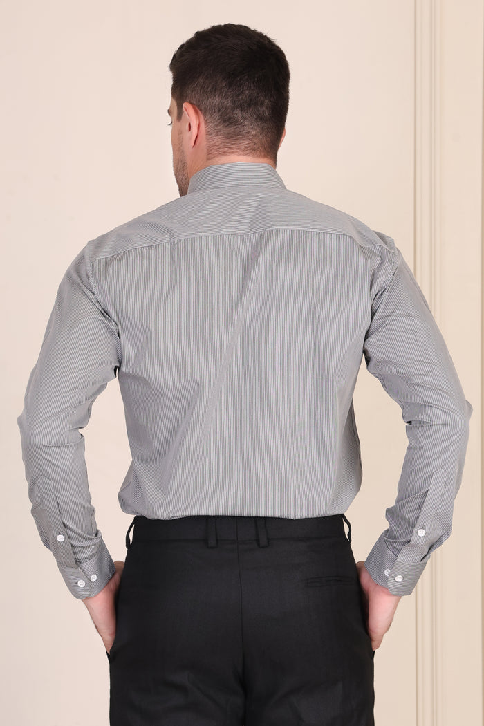 Black Pencil Stripe One Piece Collar Shirt by Italian Vega®