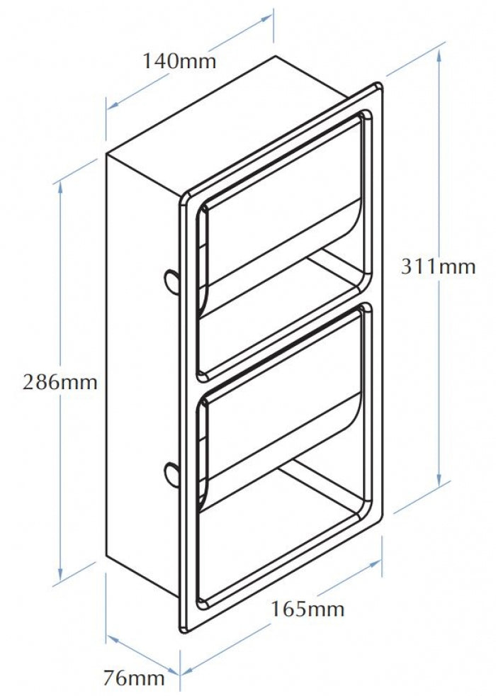 Bradley 5127 Double Toilet Roll Holder Recessed Hooded