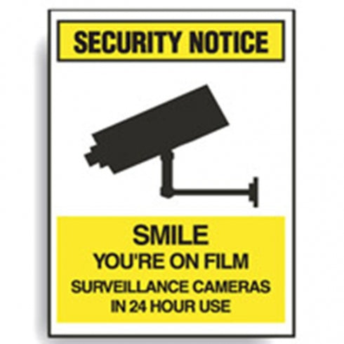 Brady Security Notice Smile Youre On Film Sign