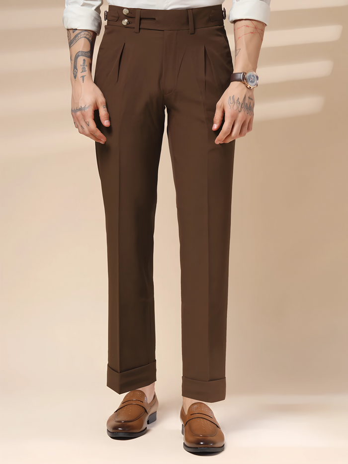 Brown Double Buttoned Gurkha Pants by ITALIAN VEGA®