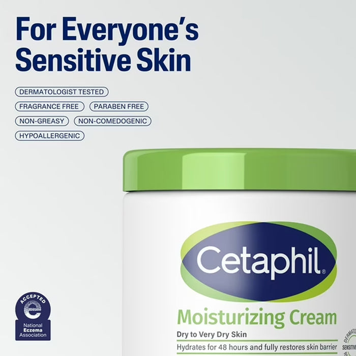 Cetaphil - Moisturizing Cream for Very Dry, Sensitive Skin, Fragrance Free - 16 Oz - 2 Pack