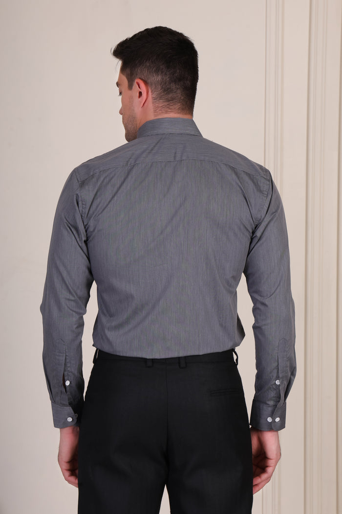 Charcoal Grey Pinstripe One Piece Collar Shirt by Italian Vega®