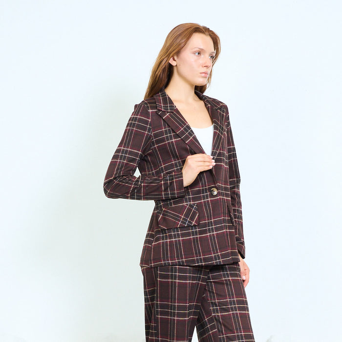 Checked tailored blazer with notched lapels wholesale