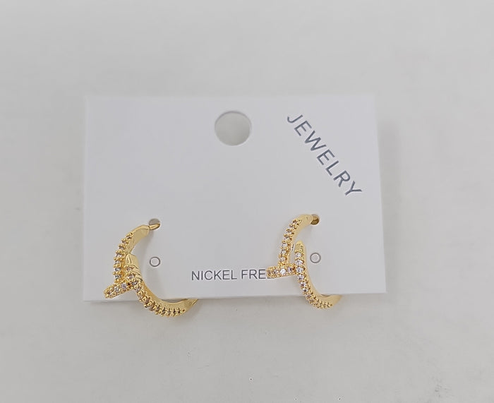 Crystal Gold Small Hoop Diamante Earrings
