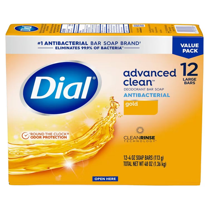 Dial Advanced Clean Gold Antibacterial Deodorant Bar Soap, 4 oz - 12 Ct - 4 Pack