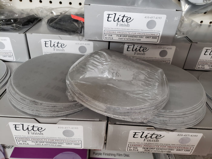 Elite Finish Disc 6'' Gripon 2500 Grit Sandpaper 25 pack Wet or Dry