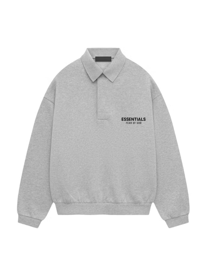 ESSENTIALS FEAR OF GOD FLEECE POLO LIGHT HEATHER GREY (BRAND NEW)