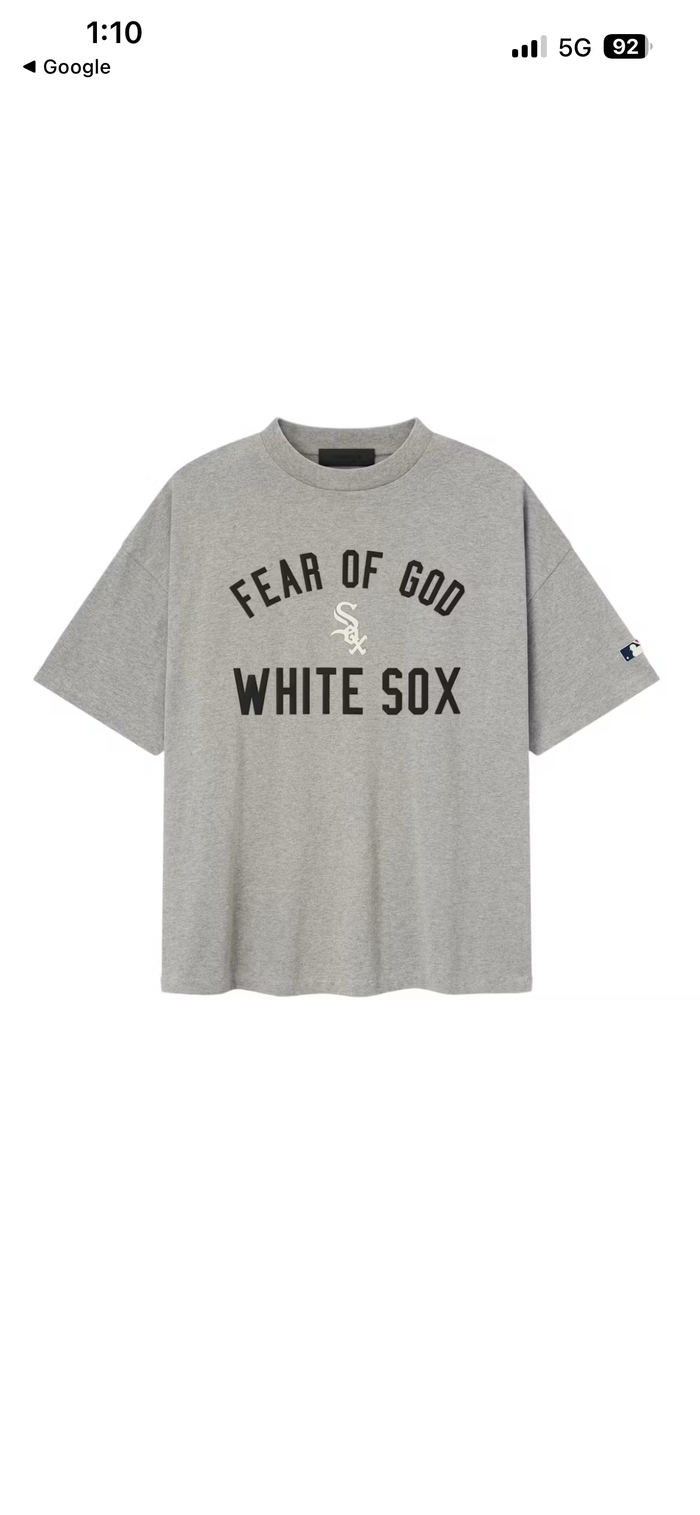 ESSENTIALS FEAR OF GOD WHITE SOCKS MLB HEATHER GREY TEE (BRAND NEW)
