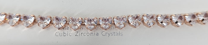 Eternity Cubic Zirconia Rose Gold Heart Bracelet