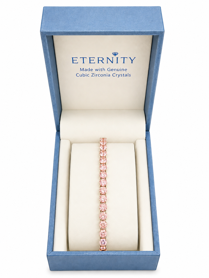 Eternity Cubic Zirconia Silver Plate Pink Gem Bracelet