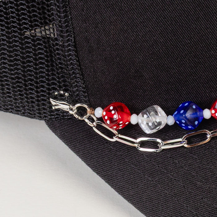 HA028 - USA Dice Trucker Hat Chain - Red White & Blue