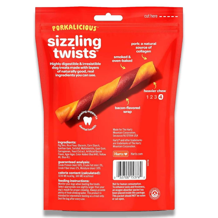 Hartz - Hartz Oinkies Smoked Pig Skin Bacon Flavored Wrap Dog Treat Chews - 8 Packs Each - 8.7 Oz - 6 Pack