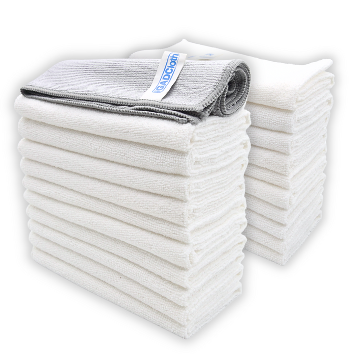 IGADCloth White Microfiber Sets, Cleaning Cloths 40x40cm 250gsm + 1 Free Glass Cloth