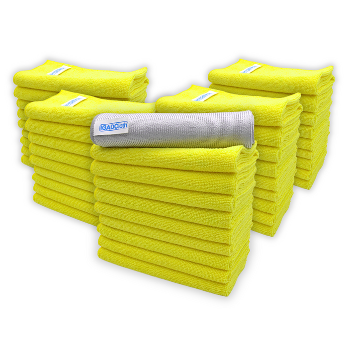 IGADCloth Yellow Microfiber Sets, Cleaning Cloths 40x40cm 250gsm + 1 Free Glass Cloth