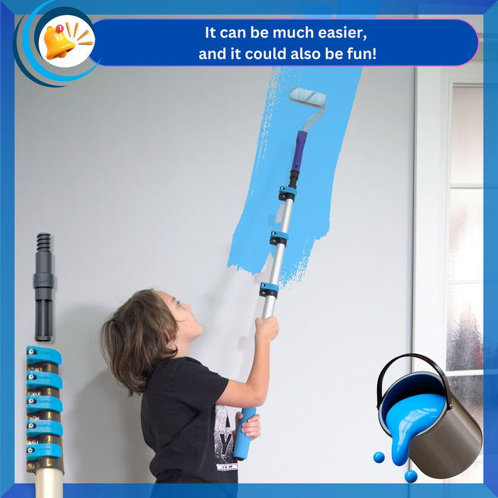 IGADPole – 30ft Telescopic Pole with Threaded Connector, Feather Duster and Paint Roller Adapter