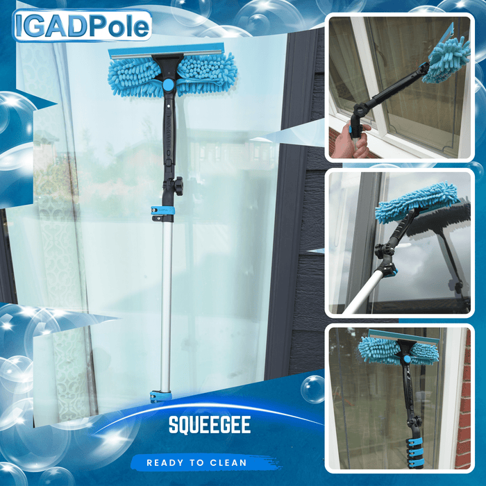IGADPole 7m (24ft) Window Squeegee Cleaning Kit, Extension Pole and 10"(25cm) Window Squeegee