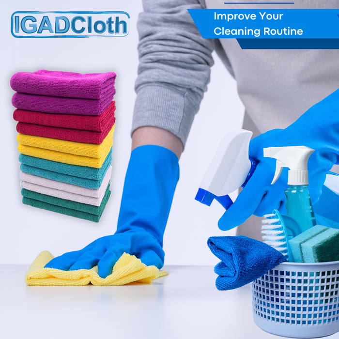 IGADPole Window Cleaning Bucket 12l + Free Microfibre Cleaning Cloths Set, 12 pcs Cleaning Cloths