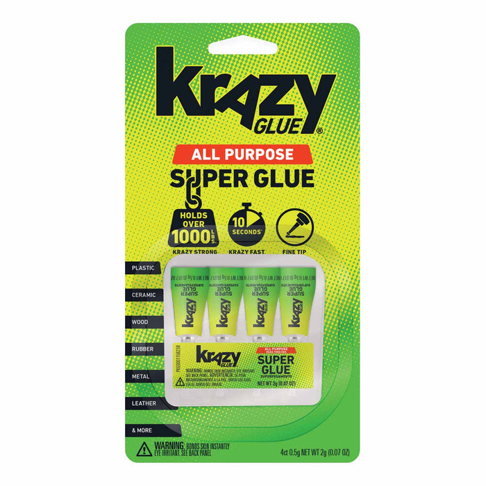 Krazy - Super Glue, Single-Use Tubes, 4 Pack - 0.07 Oz - 48 Pack