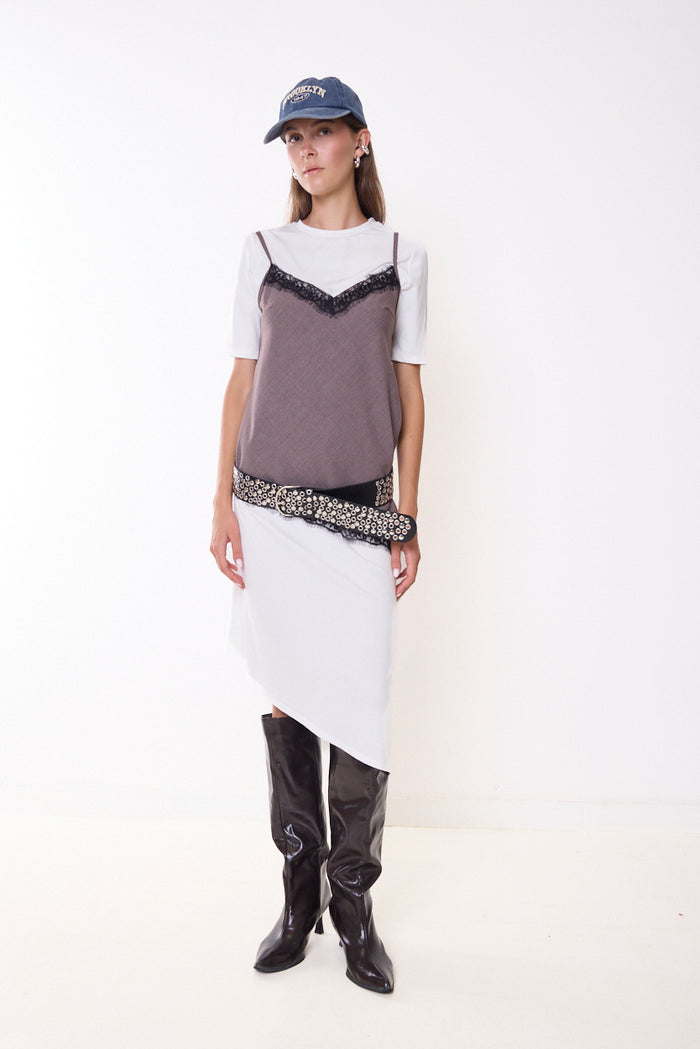 Lace-trim camisole top with scalloped hem wholesale