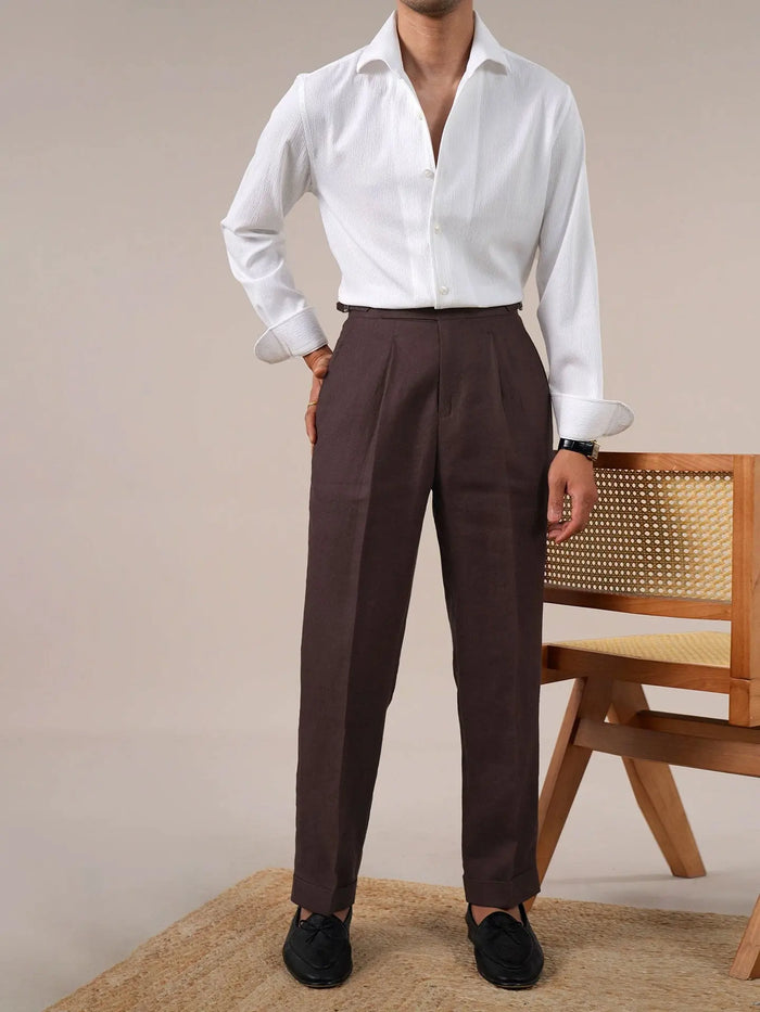 Men’s Breathable Linen Single-Pleat Dress Pants BRABION