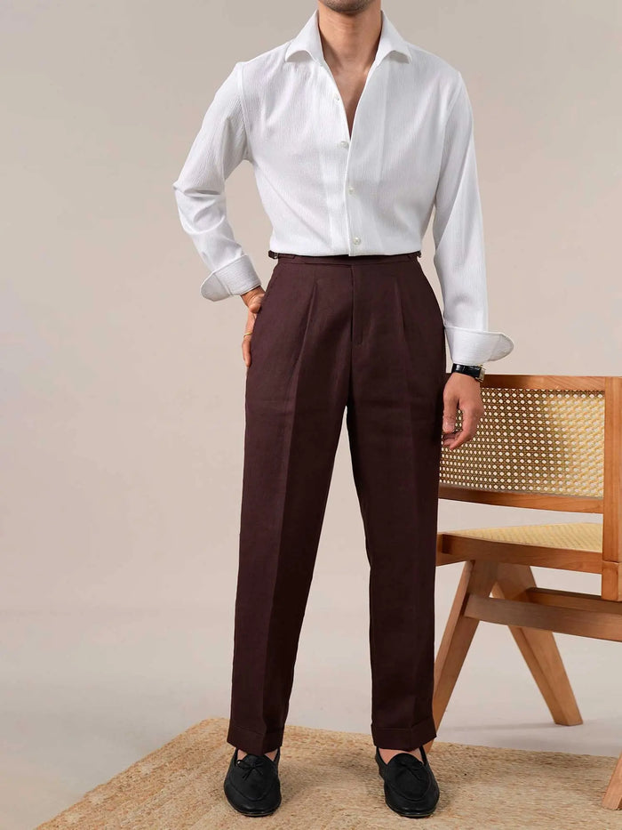 Men’s Breathable Seersucker Italian Spread Collar Dress Shirt BRABION