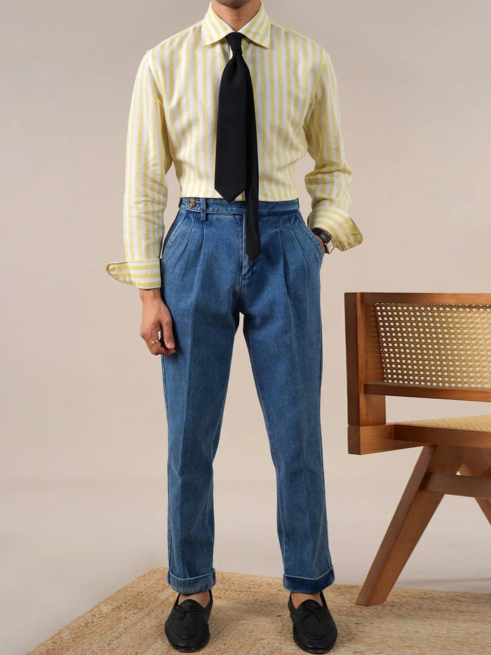 Men's Breathable Striped Linen Blend Shirt BRABION