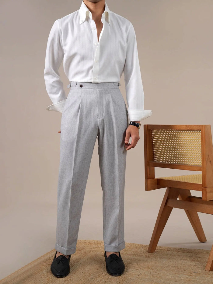 Men’s Grey Linen Dress Pants BRABION
