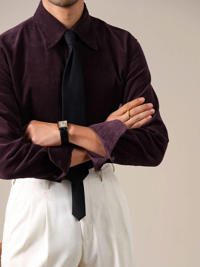 Men’s Italian-Style Corduroy Shirt—Warm Button-Down - BRABION