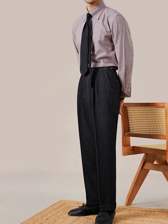 Men’s Italian-Style Point Collar Cotton Dress Shirt - BRABION