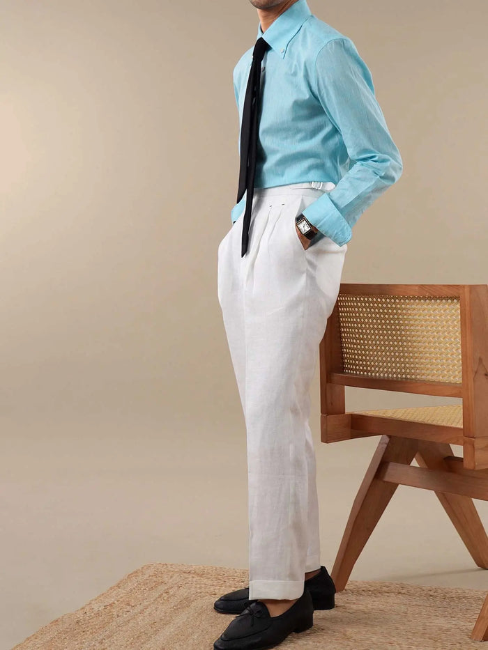 Men’s Linen-Cotton Point Collar Shirt BRABION