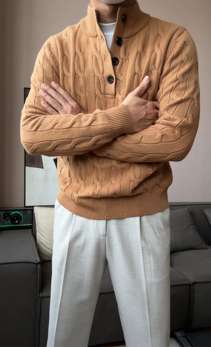 Men’s Relaxed Fit Knit Pullover Sweater - BRABION