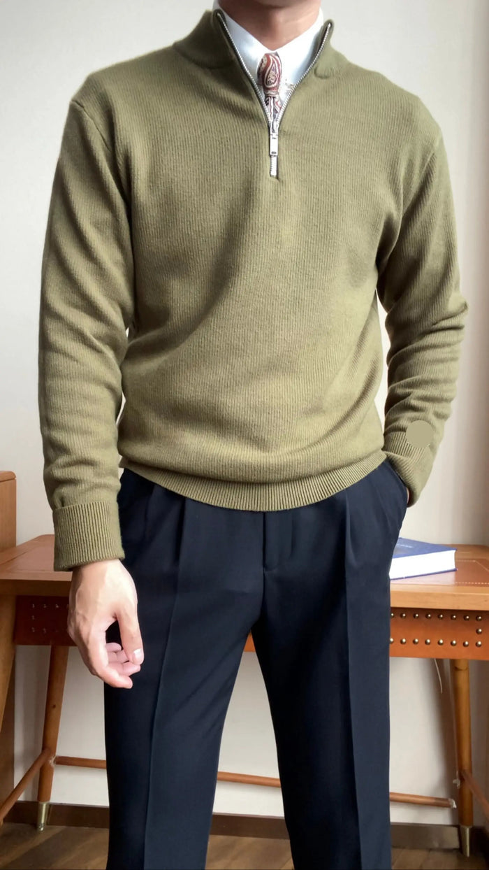 Men’s Slim Fit Zip Neck Knit Sweater - BRABION