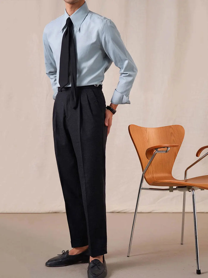 Men’s Twill Cotton Button-Down Dress Shirt - BRABION