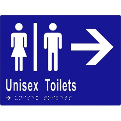 Metlam ML16216 Braille Sign Unisex Toilets Divided with Arrow
