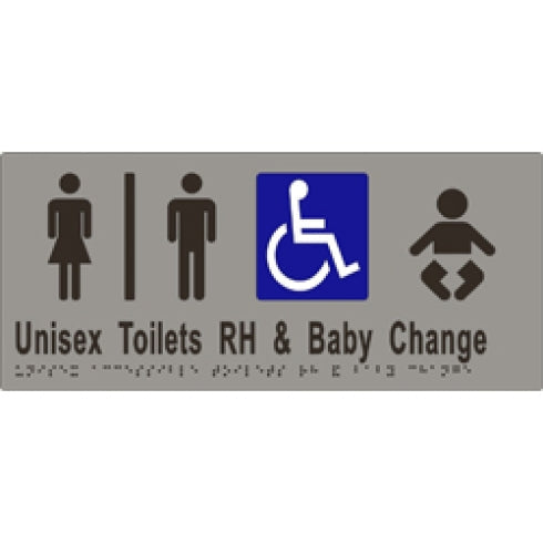 Metlam ML16284 Braille Sign Unisex Accessible Toilets Divided RH and Baby Change