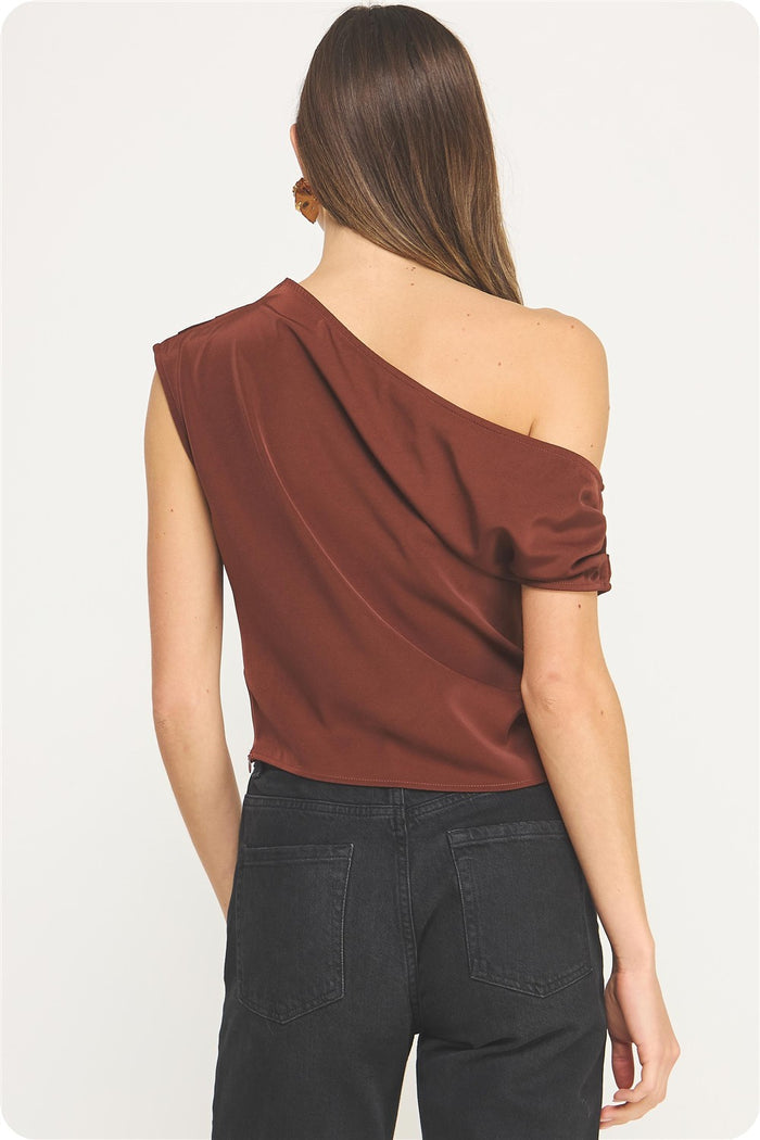 Mocha Moment One Shoulder Top