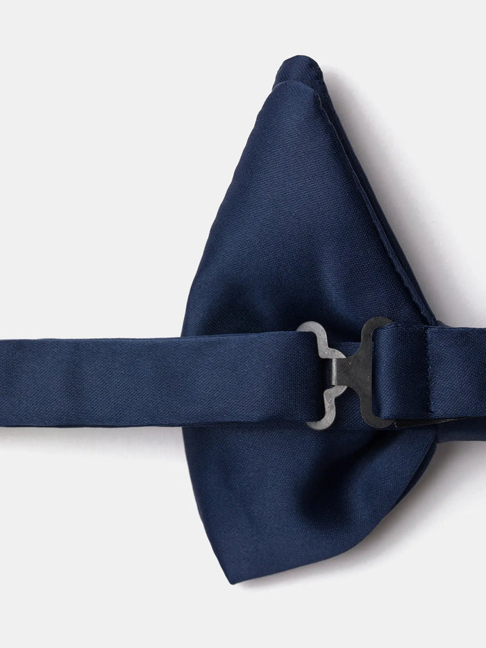 Navy Satin Butterfly Bow Tie - BRABION