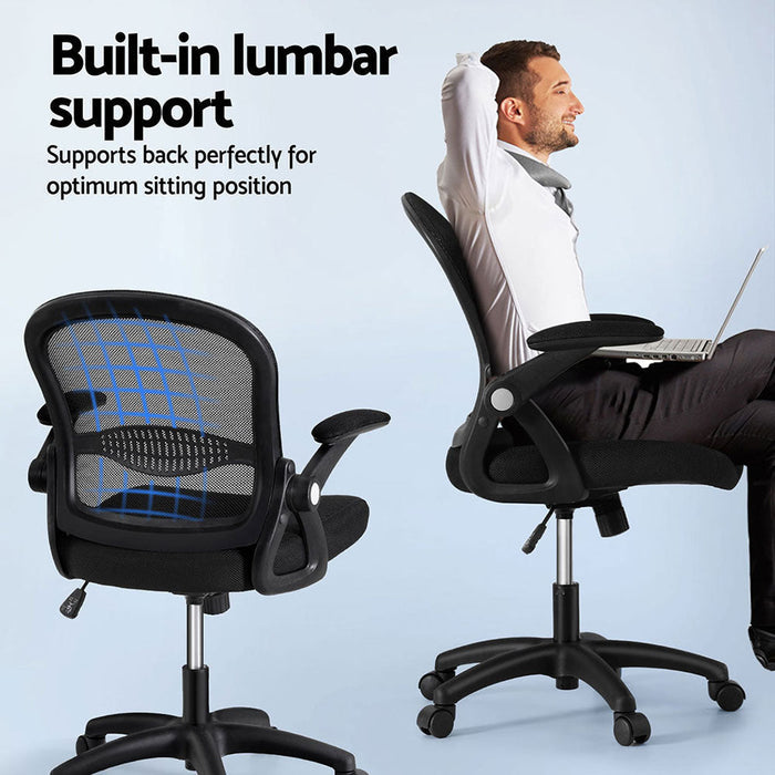 NNEDSZ Artiss 2x Mesh Office Chair Computer Gaming Desk Chairs Work Study Mid Back-4