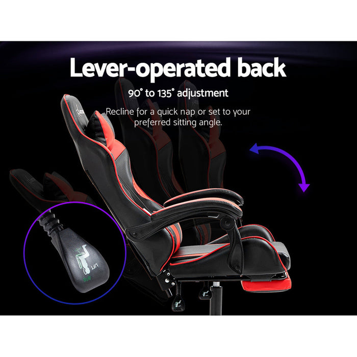 NNEDSZ Artiss Gaming Office Chair Recliner Footrest Red-4